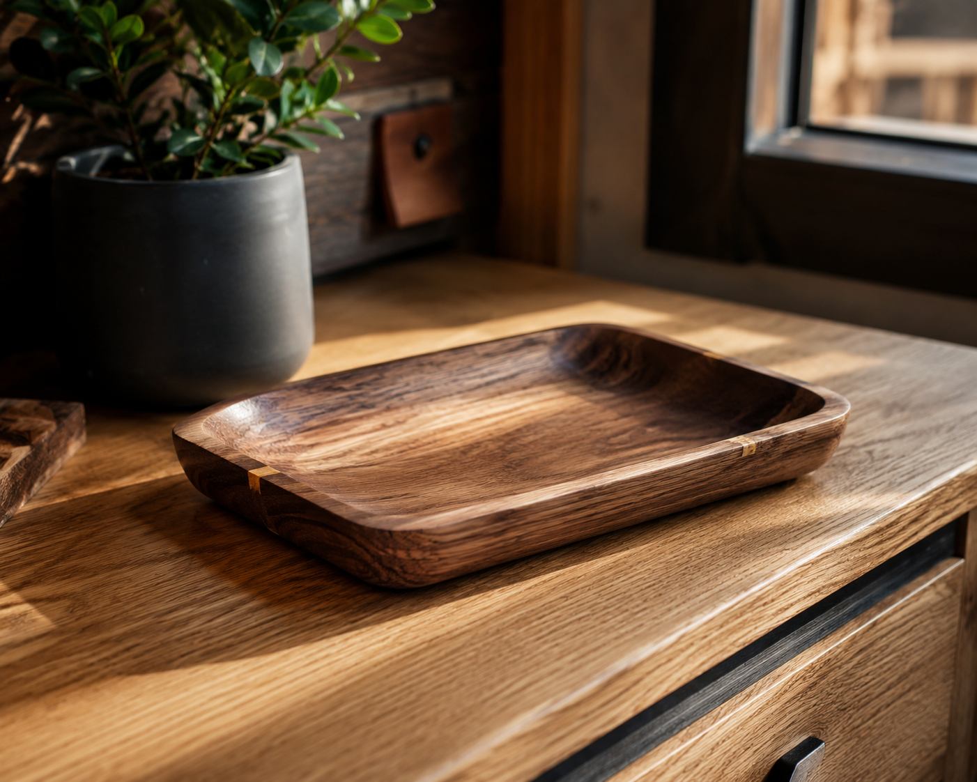 Hand-Finished Walnut Catchall Tray